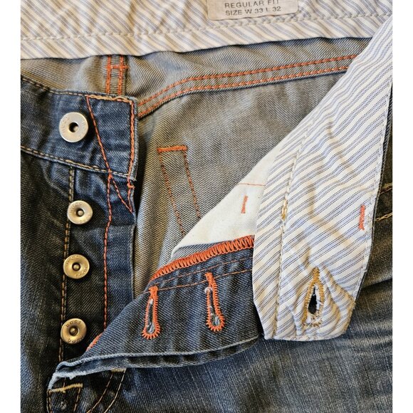 Hugo Boss Regular Fit Jeans Mens Sz 33 X 32 Distressed Wash 100% Cotton - Picture 3 of 15